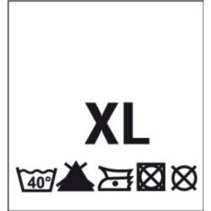 Õmmeldav suurusesilt hooldusjuhistega, 200 tk, suurus XL