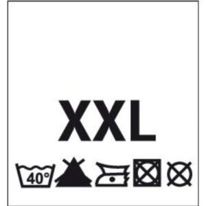 Õmmeldav suurusesilt hooldusjuhistega, 200 tk, suurus XXL