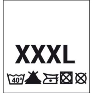 Õmmeldav suurusesilt hooldusjuhistega, 200 tk, suurus XXXL