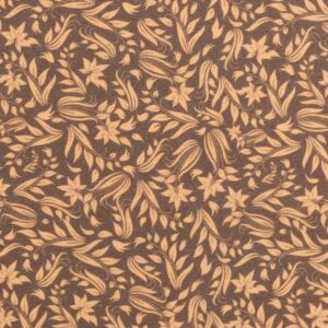 Puuvillapopliin, aprikoosivärvi lilled pruunil