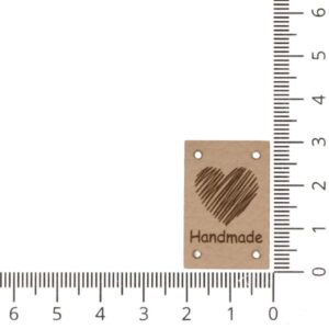 Õmmeldav aplikatsioon, Handmade südamega, beež