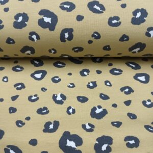 Dressikangas - loomamuster, tuhmkollane, GOTS