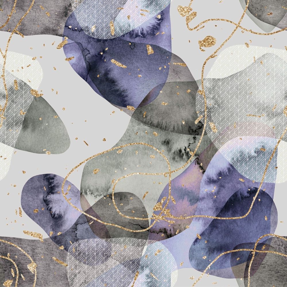 Dressikangas - abstraktsed kujundid lilla ja kuldsega