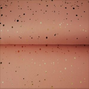 Trikotaaž, kuldsete fooliumtäppidega, lõheroosa