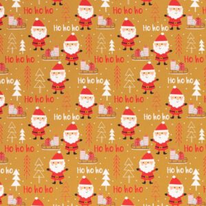 Puuvillapopliin, jõuluvanaga, helepruun