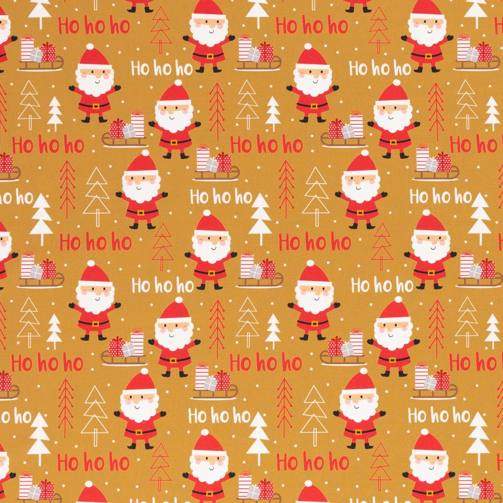 Puuvillapopliin, jõuluvanaga, helepruun