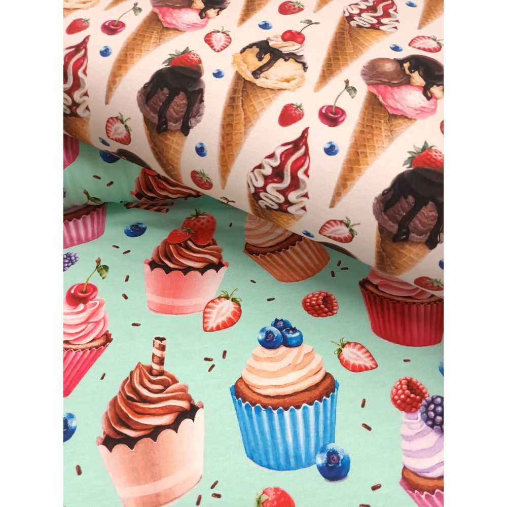 Trikotaaž - jäätised marjadega, beež, GOTS - Image 3