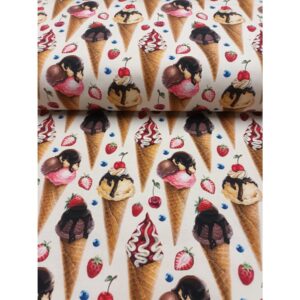 Trikotaaž - jäätised marjadega, beež, GOTS