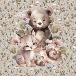 Dressikangast paneel, 40x50 cm, karu, ilves ja tigu