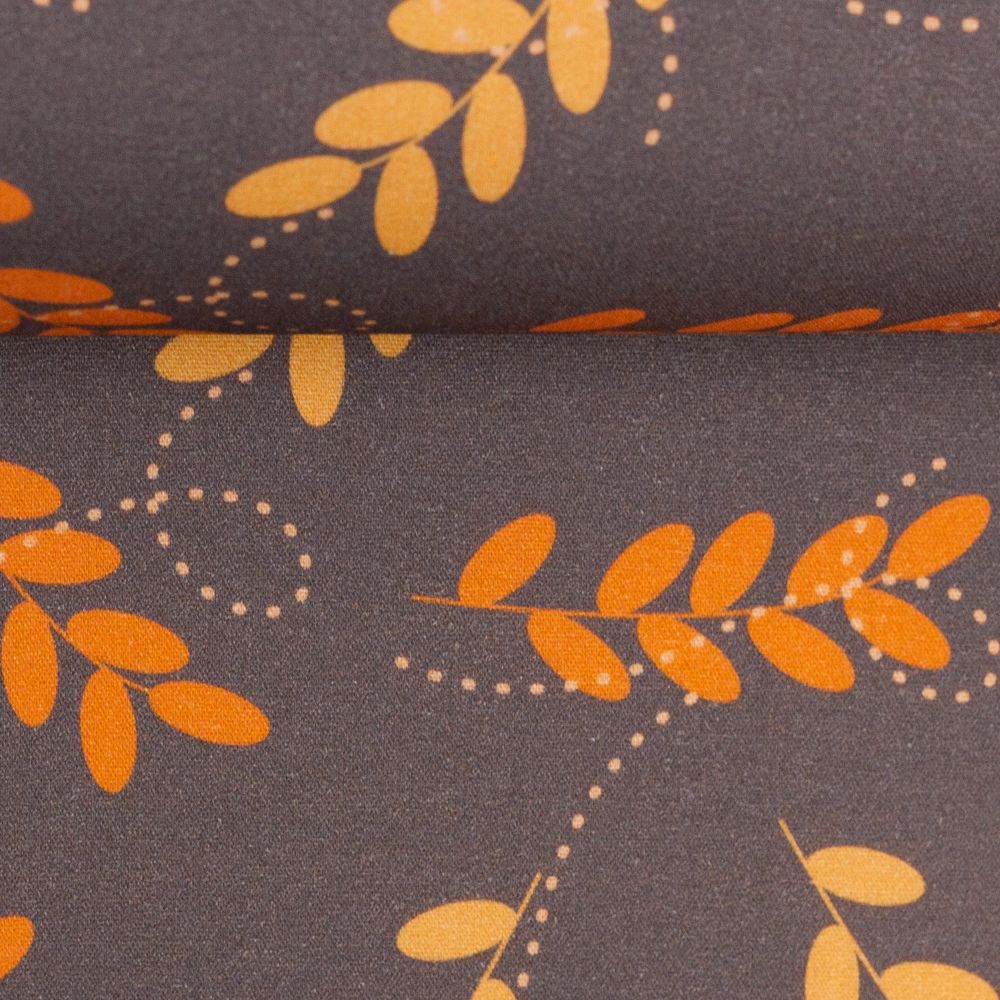 Puuvillapopliin, kollased ja oranžid lehed - Image 3