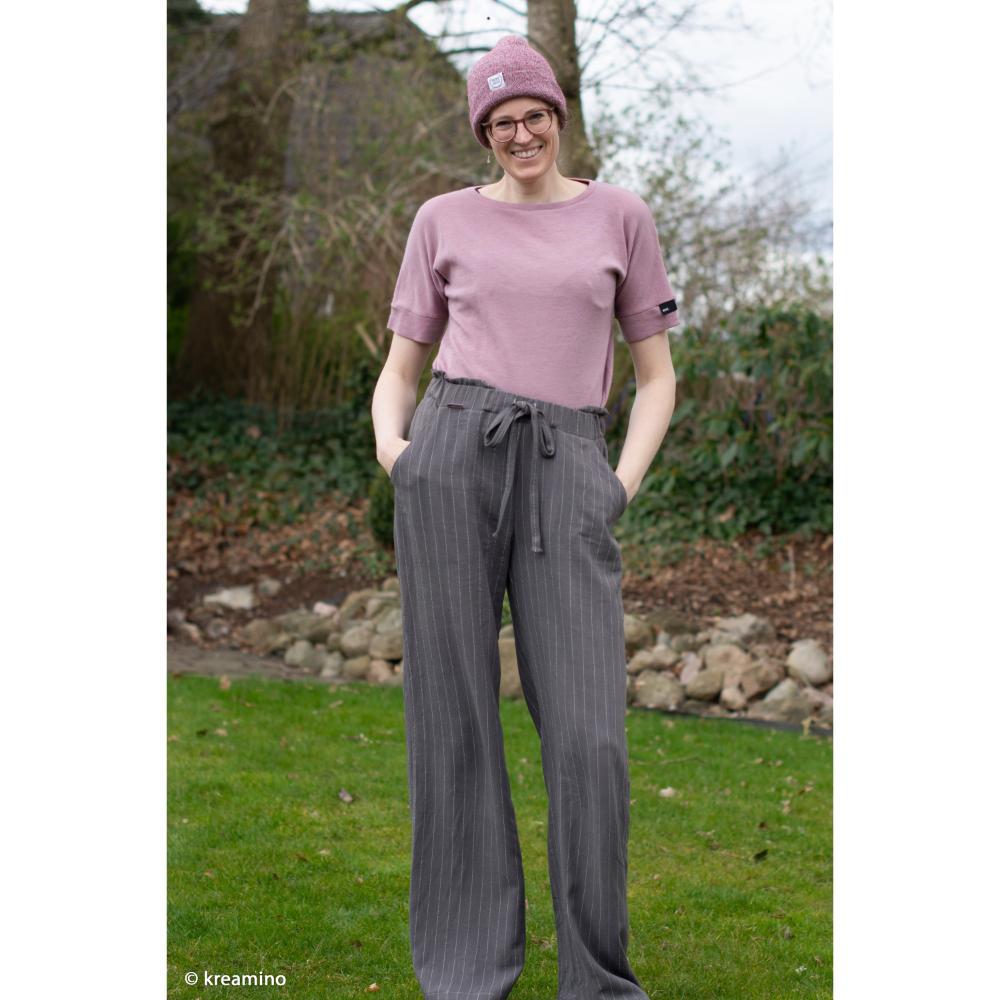 Lina-viskoosisegu kangas triipudega, tumehall - Image 3