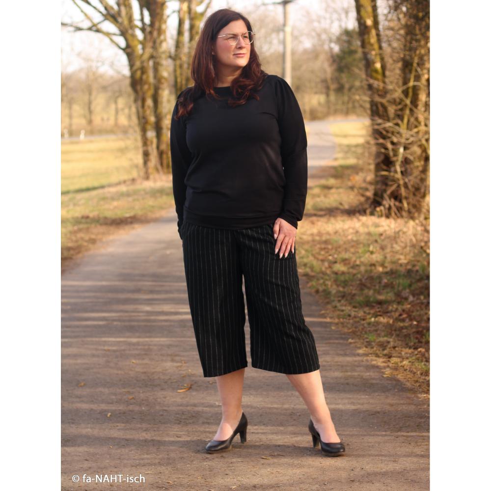 Lina-viskoosisegu kangas triipudega, must - Image 3