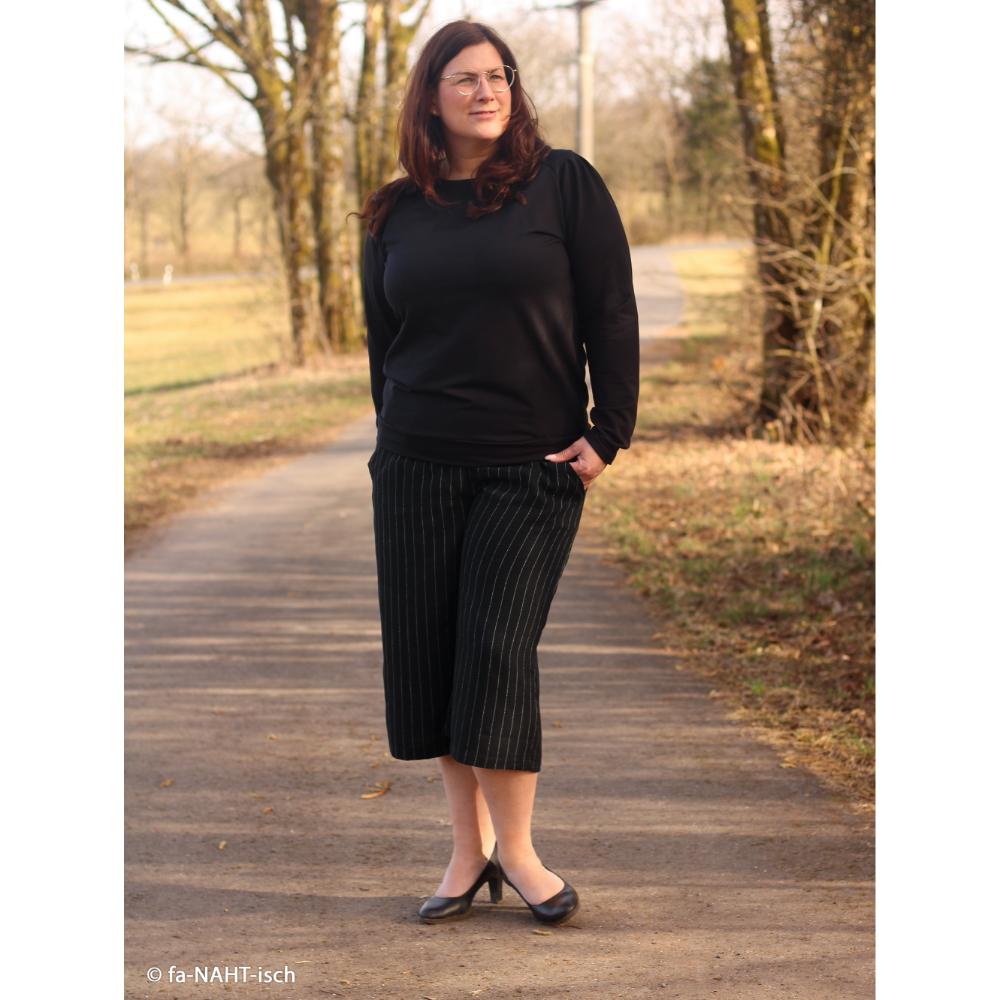 Lina-viskoosisegu kangas triipudega, must - Image 4