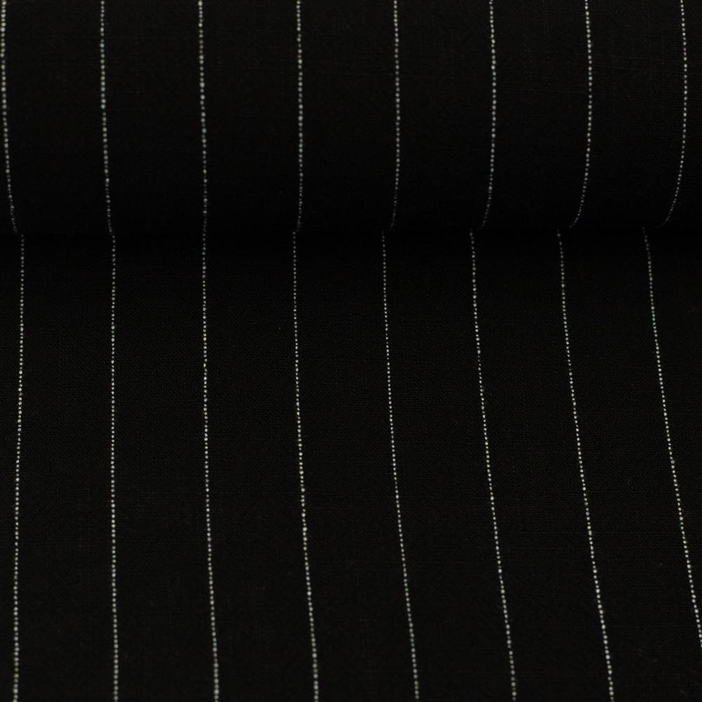 Lina-viskoosisegu kangas triipudega, must