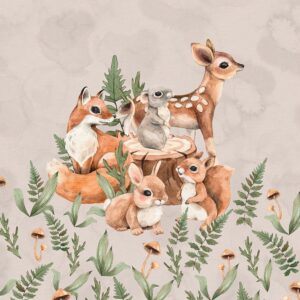 Dressikangast paneel, 40x50 cm, loomad kännuga, hallikas-beež