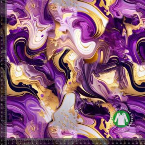 Trikotaaž - marmormuster, tumelilla kuldsega, GOTS