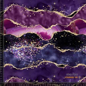 Trikotaaž - marmormuster, tumelilla kuldsete triipudega