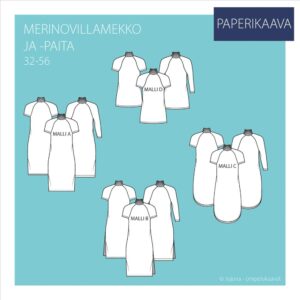 Paberlõige - naiste meriinovillane kleit ja pluus, suurus 32-56