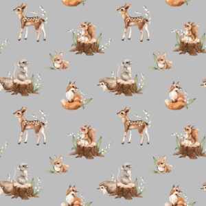 Trikotaaž - loomad ja piibelehed, hall, GOTS