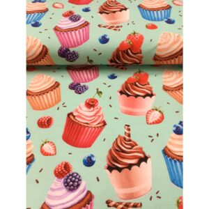 Trikotaaž - muffinid marjadega, mündiroheline