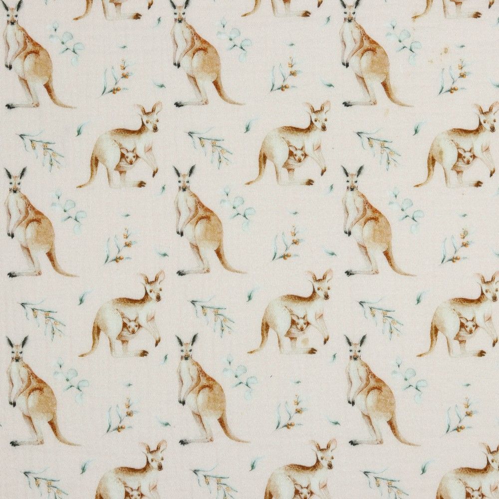 Musliin - 2-kihiline, kängurudega, roosa