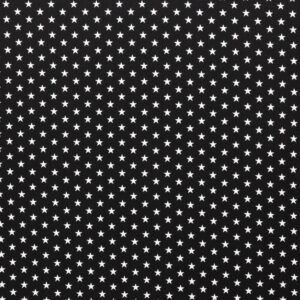 Puuvillapopliin, 1 cm tähekestega, must