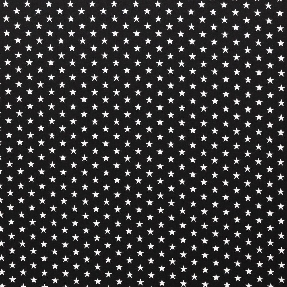 Puuvillapopliin, 1 cm tähekestega, must