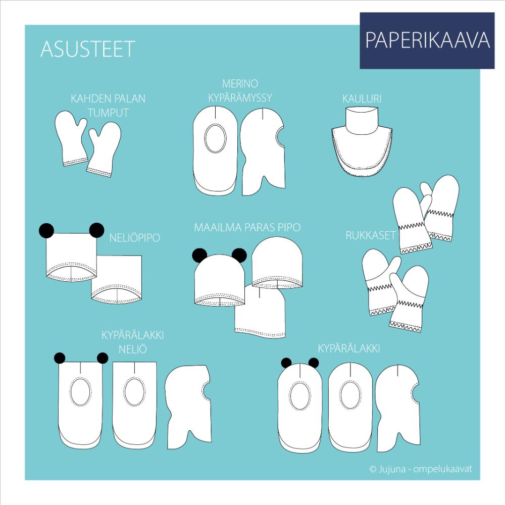 Paberlõige - mütsid, sallid, kindad lastele