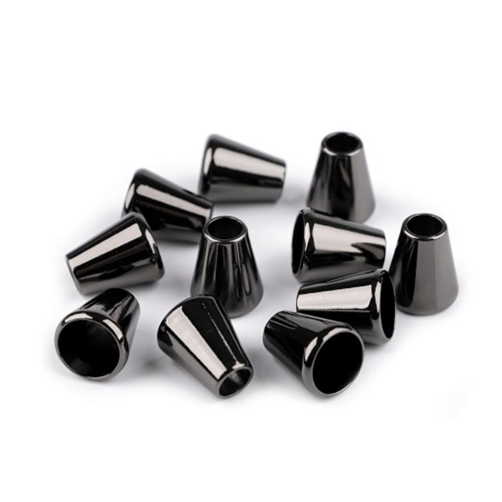 Nööri otsik, metallist, kelluke, tume nikkel, nöörile 5,5 mm