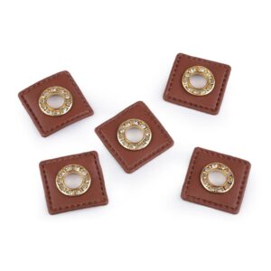 Kunstnahast aplikatsioon avaga, nelinurkne, pruun kivikestega