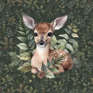 Dressikangast paneel, 40x50 cm, hirv sõnajalalehtedega, tumeroheline