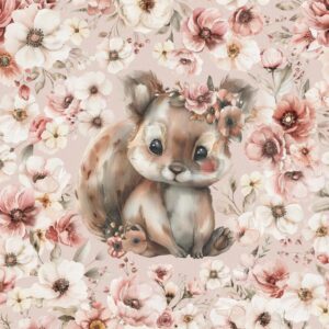 Dressikangast paneel, 40x50 cm, oravapoeg anemoonidega