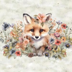 Dressikangast paneel, 40x50 cm, rebane lilledega, heleroheline