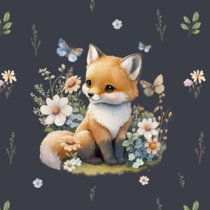 Dressikangast paneel, 40x50 cm, rebasepoeg lilledega, tumehall