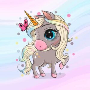 Dressikangast paneel, 40x50 cm, ükssarvik liblika ja täppidega