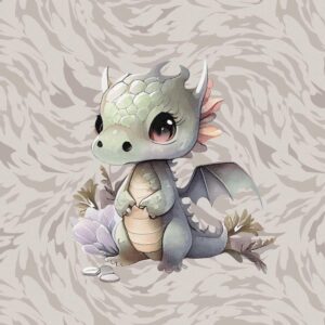 Dressikangast paneel, 40x50 cm, väike roheline draakon