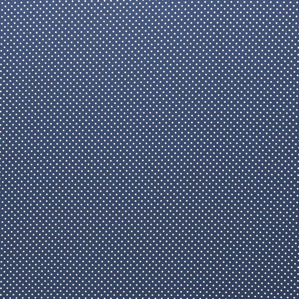 Puuvillapopliin, valgete täppidega, teksasinine