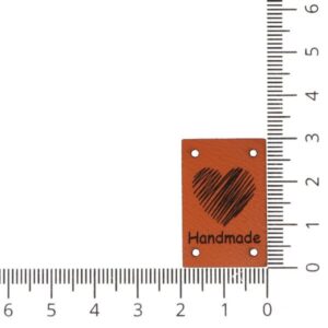 Õmmeldav aplikatsioon, Handmade südamega, pruun
