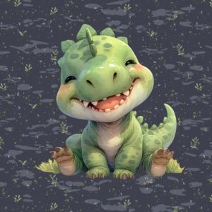 Dressikangast paneel, 40x50 cm, roheline dinosaurus, tumehall