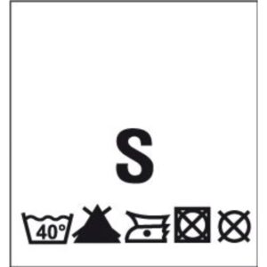 Õmmeldav suurusesilt hooldusjuhistega, 200 tk, suurus S