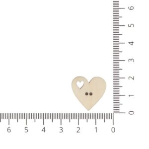 Dekoratiivne puidust südamekujuline nööp, 2 cm