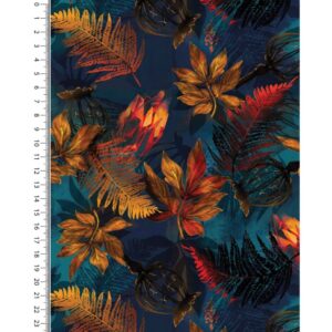 Viskoostrikotaaž - sügislehed, sinine