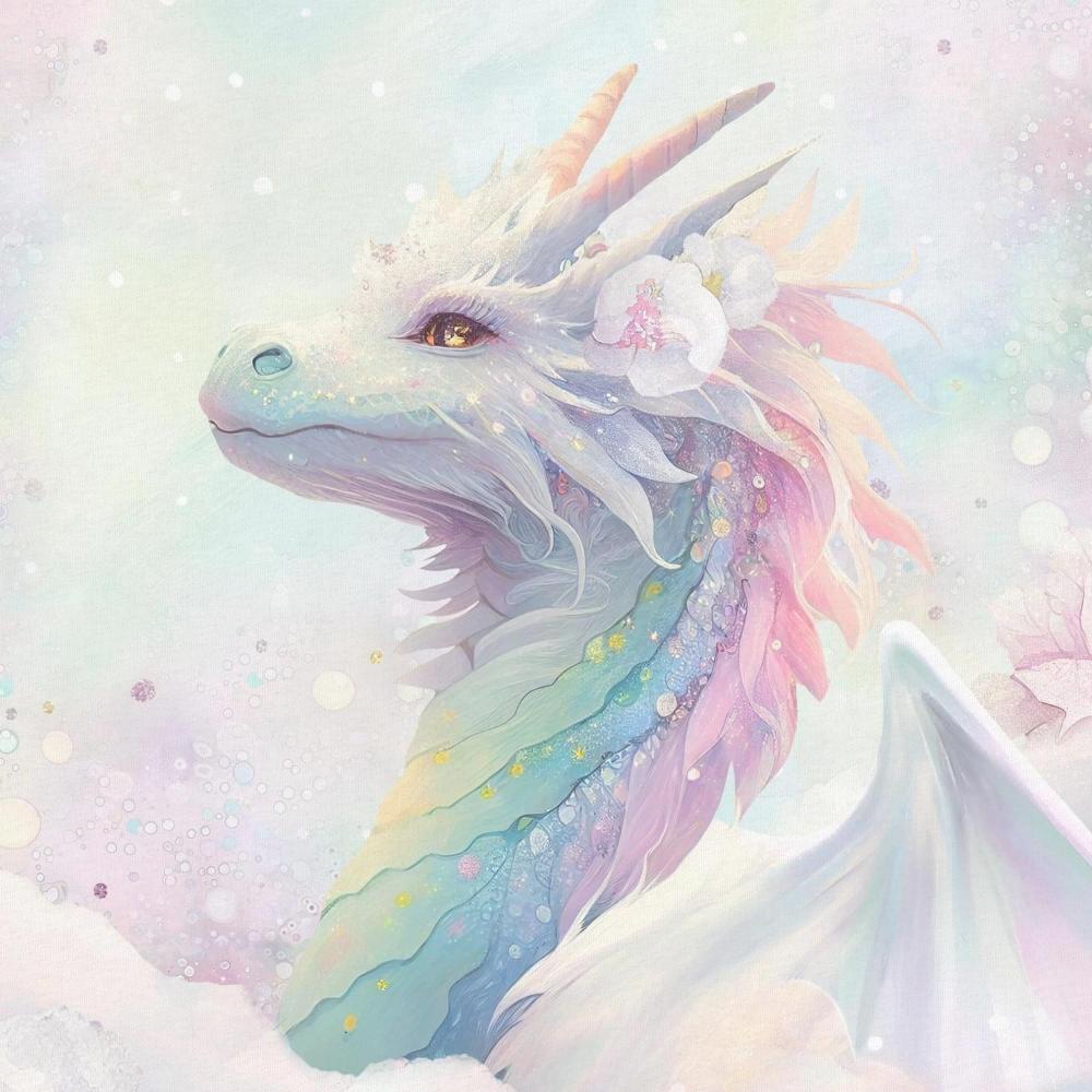 Dressikangast paneel, 55x73 cm, kristalldraakon lilledega