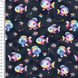 Trikotaaž - Rainbow kalad, tumesinine