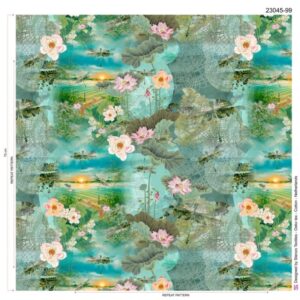 Trikotaaž - lootoseõied rohelisel