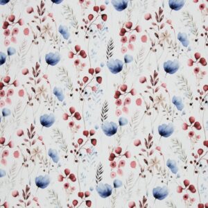 Trikotaaž - sinised ja punased lilled