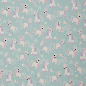 Trikotaaž - ükssarvikud helesinisel