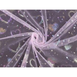 Tüll - hologramm südametega, heleroosa