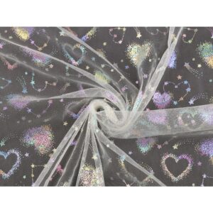 Tüll - hologramm südametega, kreemjas