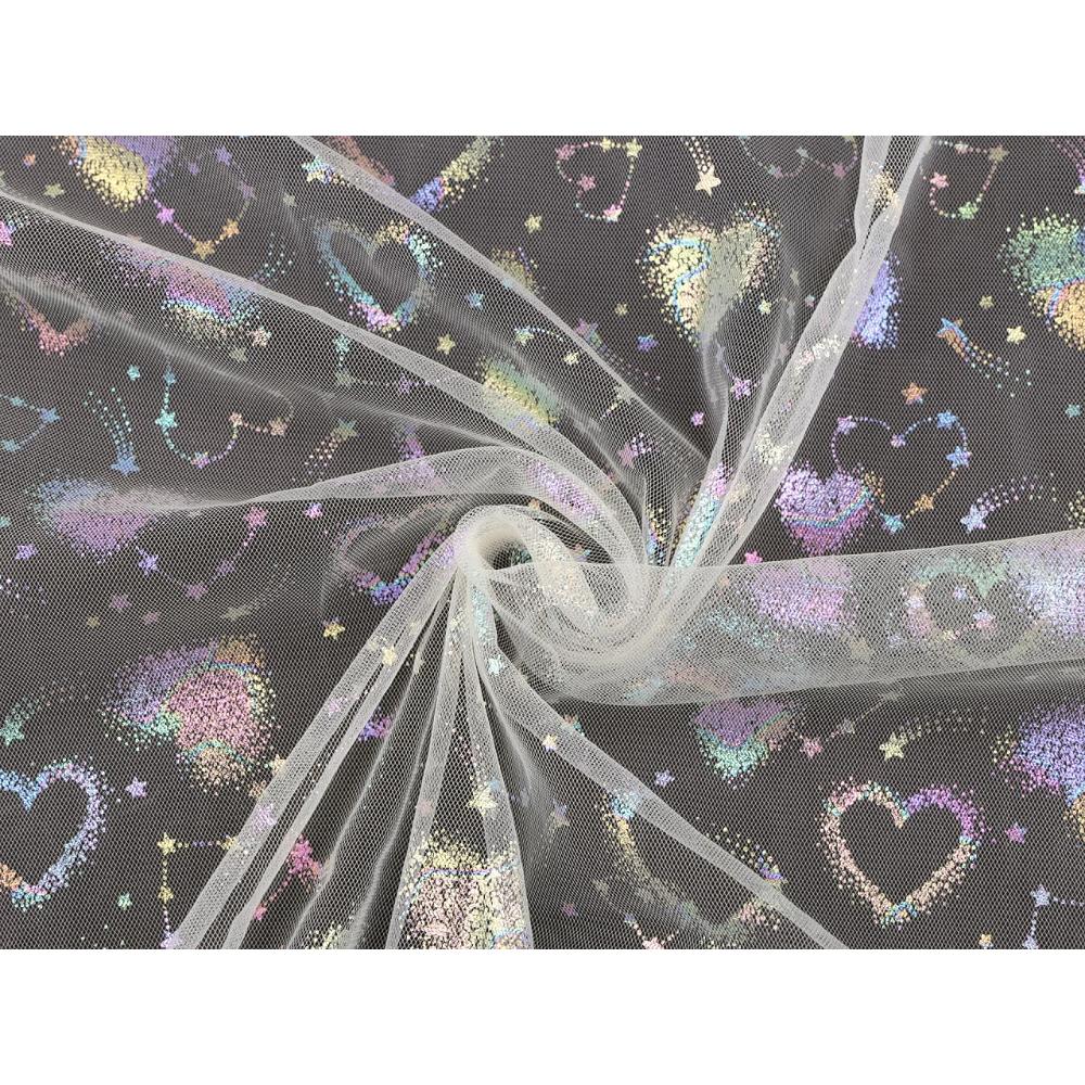 Tüll - hologramm südametega, kreemjas